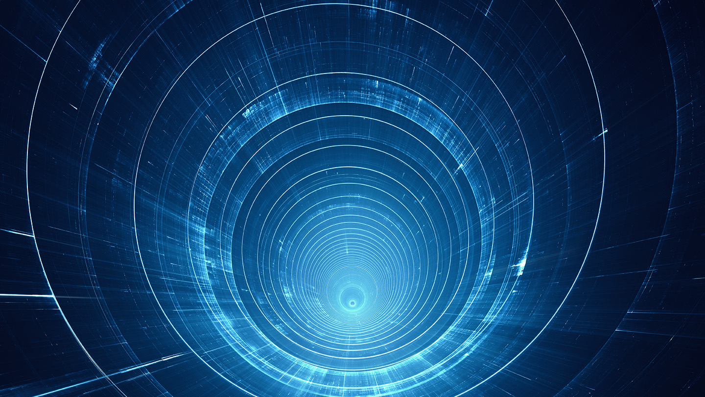 Abstract futuristic 3D speed tunnel warp